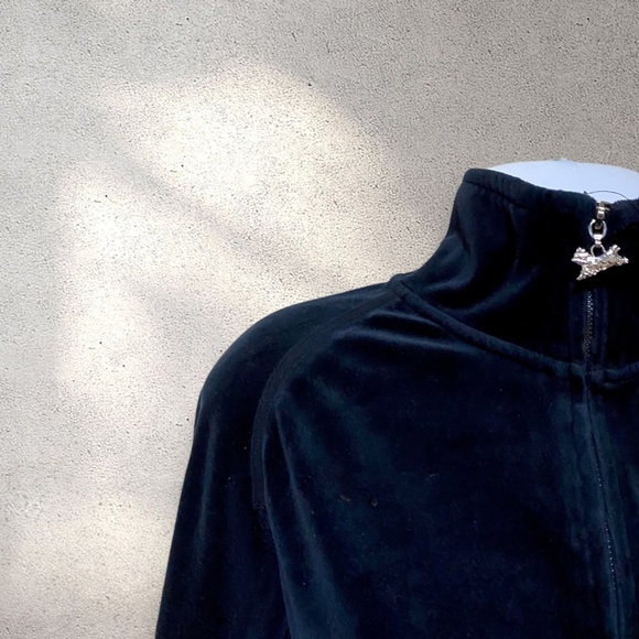 Central Park Black Velour Zip Up Jacket - Picture 5 of 6